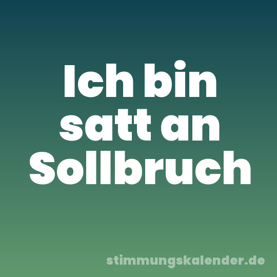 Ich bin satt an Sollbruch