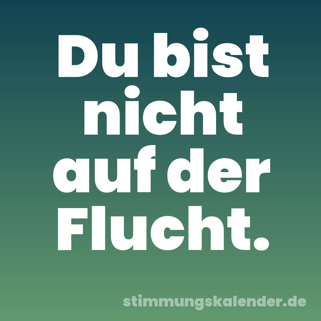 Du bist nicht auf der Flucht.