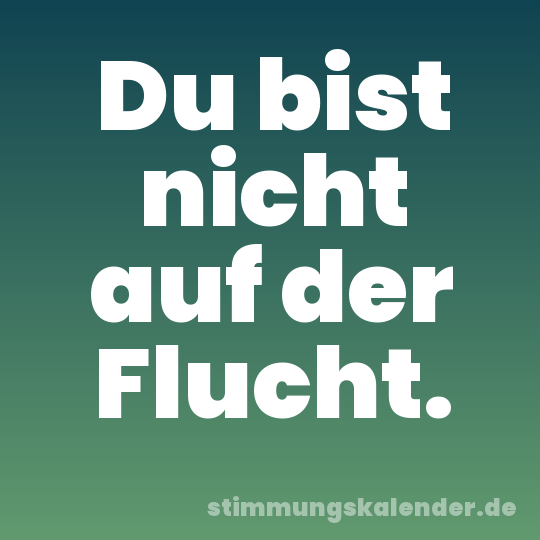 Du bist nicht auf der Flucht.