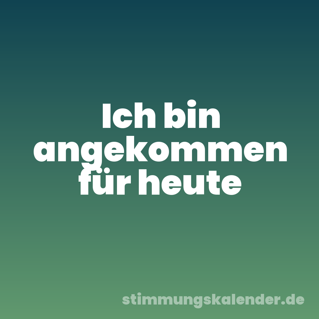 Ich bin angekommen für heute